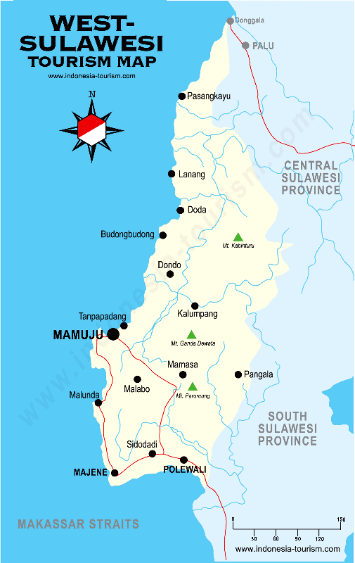 West Celebes Map  Peta Sulawesi  Barat West Sulawesi  Map 